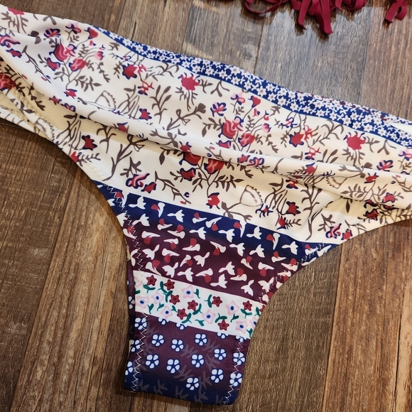 Maroon & Floral Swimsuit - Picture 3 of 7